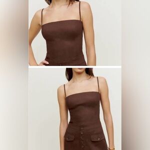Reformation Brown Strapless Top